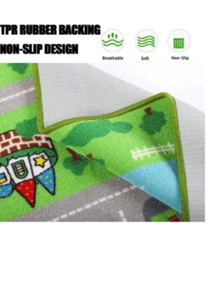 oldlaiben Kids Carpet Playmat Rug, Extra Large Size City Life Carpet Learning Exercise Rug, Non-Slip Town City Road Map Kids Rug for Playroom, Educational Play Rug (80cm*120cm）  - Image 5