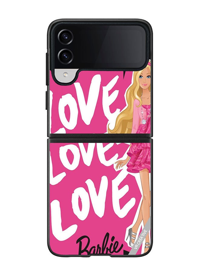 VR CREATIVE Protective Case Cover For Samsung Galaxy Z Flip4 Love Love Barbie Design Multicolour - Image 1