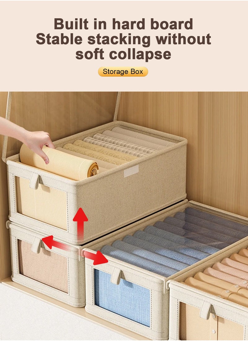 HomarKet 3 Pieces Foldable Closet Storage Organizer with Clear Lid and Window, Washable Closet Storage Boxes with Carrying Handles , Stackable Wardrobe Clothes Organizer,Cube Storage Bin for Clothes Wardrobe Home Bedroom Office  - Image 5