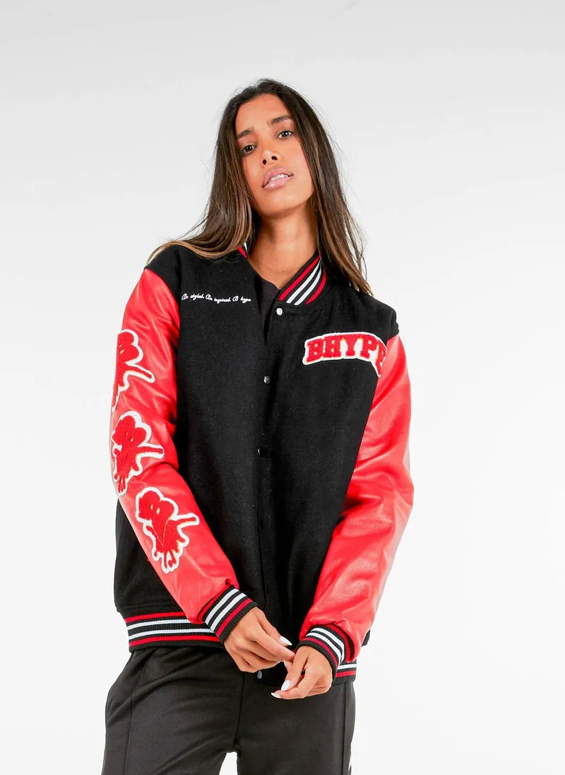 BHYPE SOCIETY  BHype Society - Varsity Jacket Collection Black/Red  | Best Price UAE
