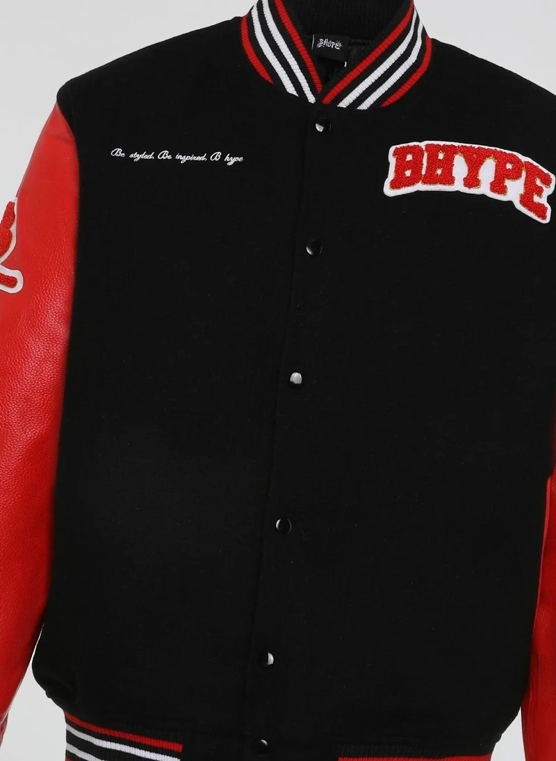 BHYPE SOCIETY  BHype Society - Varsity Jacket Collection Black/Red  | Best Price UAE