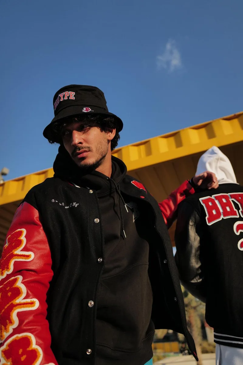 BHYPE SOCIETY  BHype Society - Varsity Jacket Collection Black/Red  | Best Price UAE
