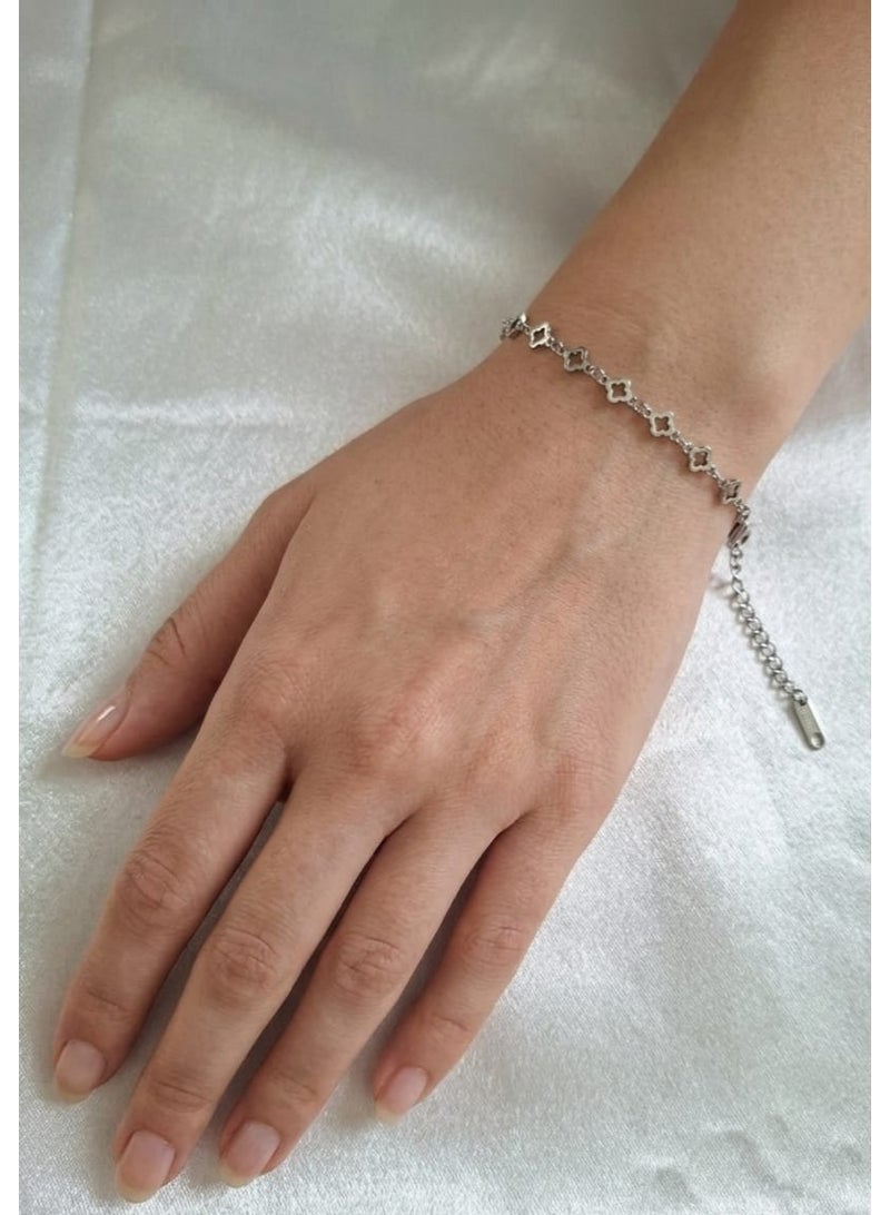 Silver Clover Charm Bracelet - Image 2