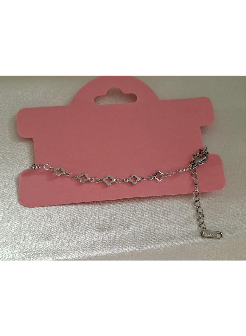 Silver Clover Charm Bracelet - Image 4