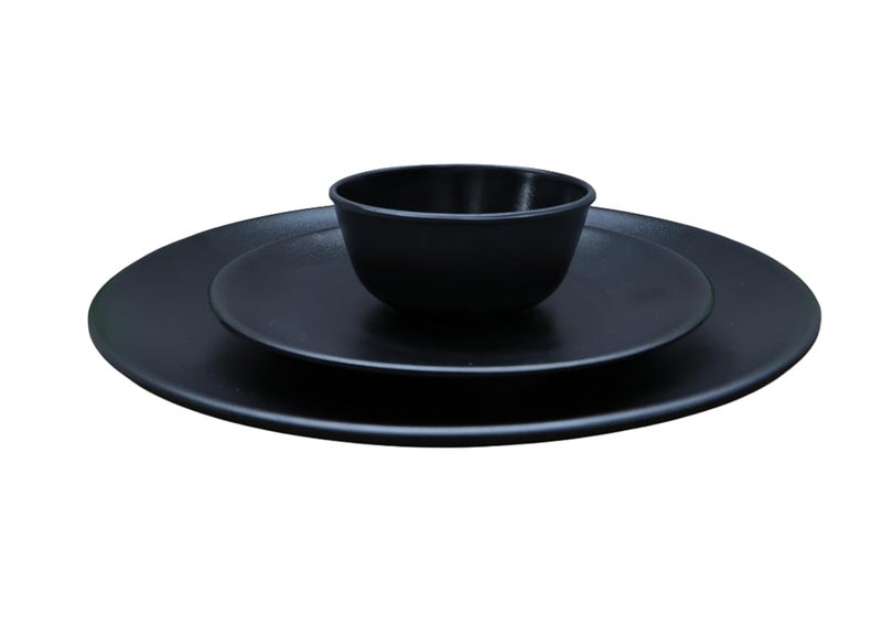 Amar Industries Melamine Dinner Set Elegant Unabreakable Matte Black Spiral Design Full Plates Half Plates with Bowl Set of 3 - Image 4