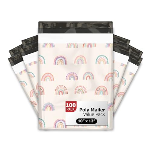Pro Supply Global 10x13 (100) Rainbows Spring Designer Poly Mailers Waterproof Self Sealing Tear Resistant Polymailers Shipping Envelopes Premium Printed Bags For Small Businesses - Image 1