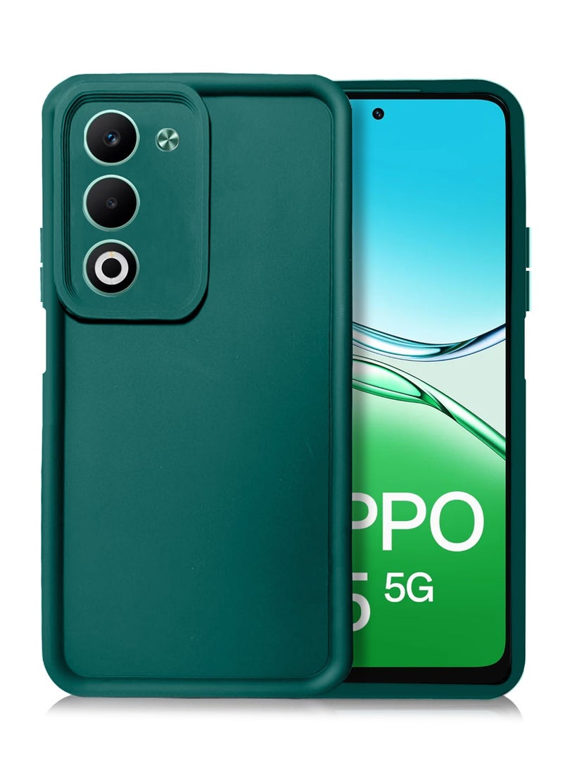Wtech Oppo A5 5G 2025 Premium Soft Liquid Silicone Full Protective Raised Lips Edges and Camera Case Cover (MCRPSN) - Dark Green - Image 1