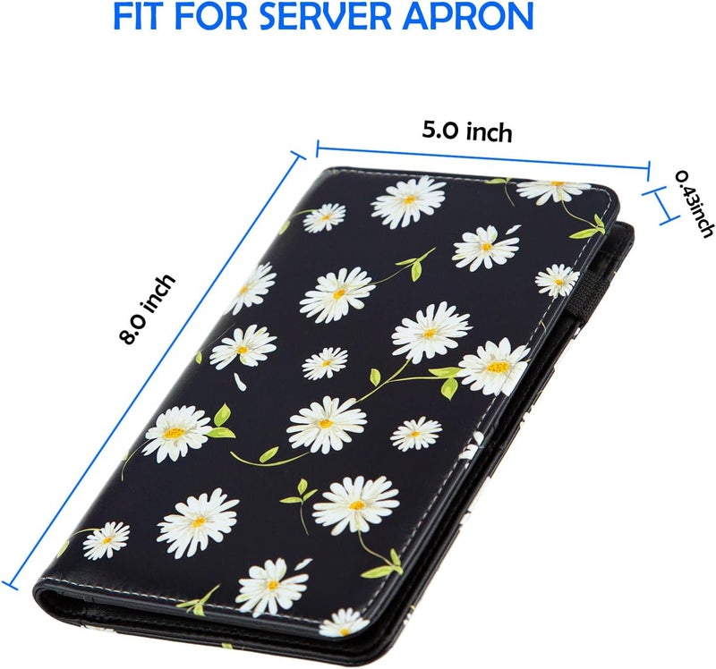 BECEERE Store Server Book, Server Books for Waitress, Server Book with Zipper Pocket, Cute Server Book, Waitstaff Organizer Waitress Book with Money Pocket and Zipper Fit Server Apron (Daisy) - Image 4