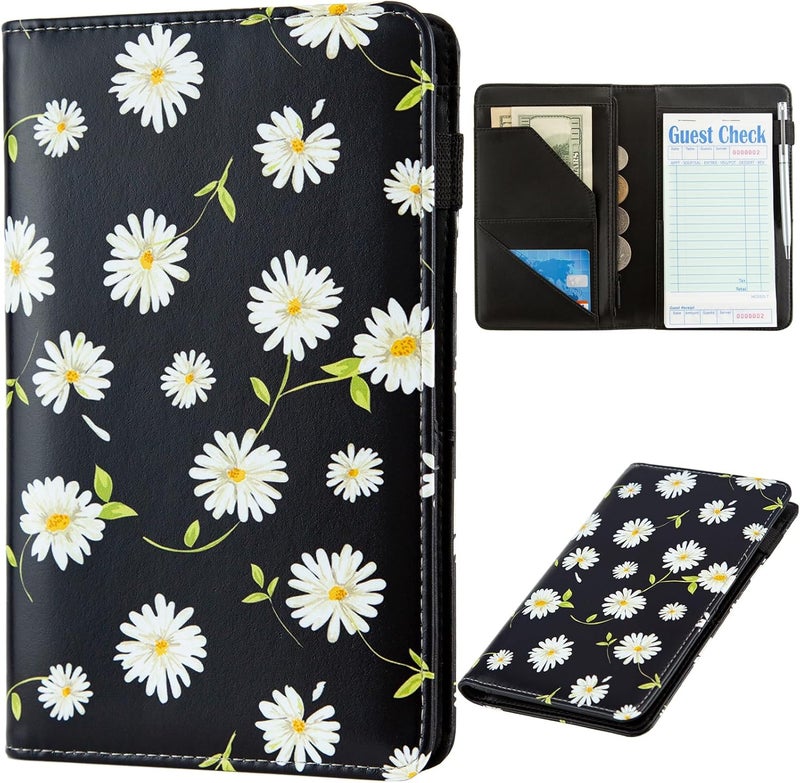 BECEERE Store Server Book, Server Books for Waitress, Server Book with Zipper Pocket, Cute Server Book, Waitstaff Organizer Waitress Book with Money Pocket and Zipper Fit Server Apron (Daisy) - Image 1