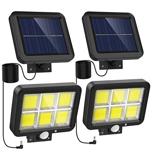 Nacinic Solar Lights Outdoor Motion Sensor W/ 240 Bright Cob Led, 16.4Ft Cable, 3 Lighting Modes, Adjustable Panels. Wired Security Solar Powered Flood Lights (5500K, 2 Set) - Image 1