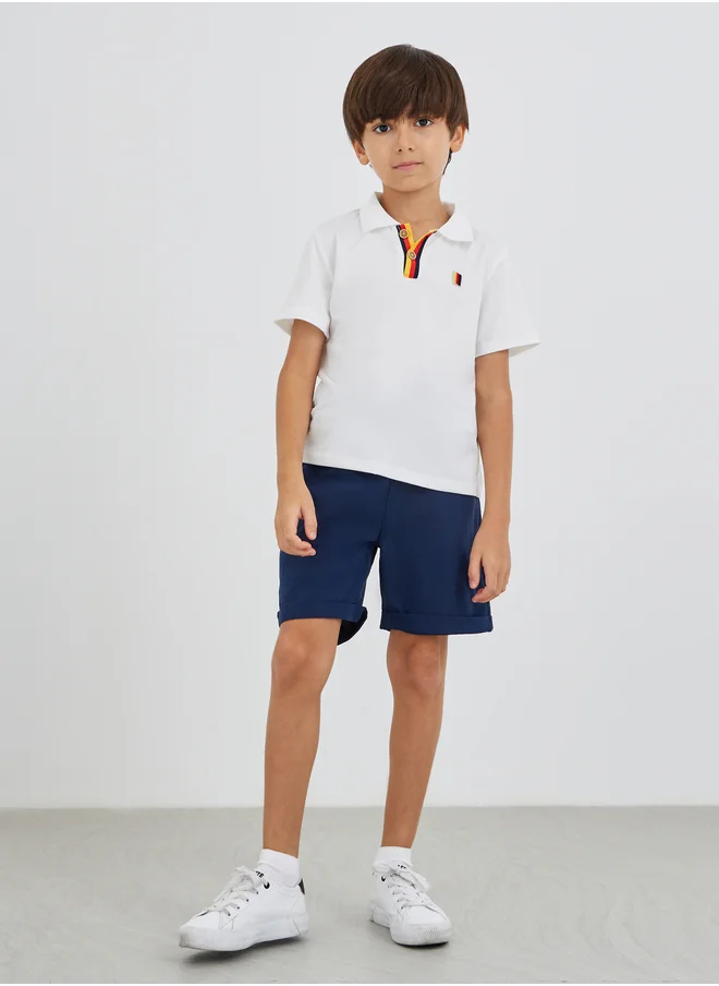 Styli Styli Boys Contrast Trim Short Sleeve Polo T-Shirt and Shorts Set
