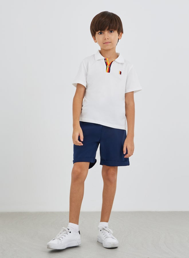 Styli Boys Contrast Trim Short Sleeve Polo T-Shirt and Shorts Set - Image 1
