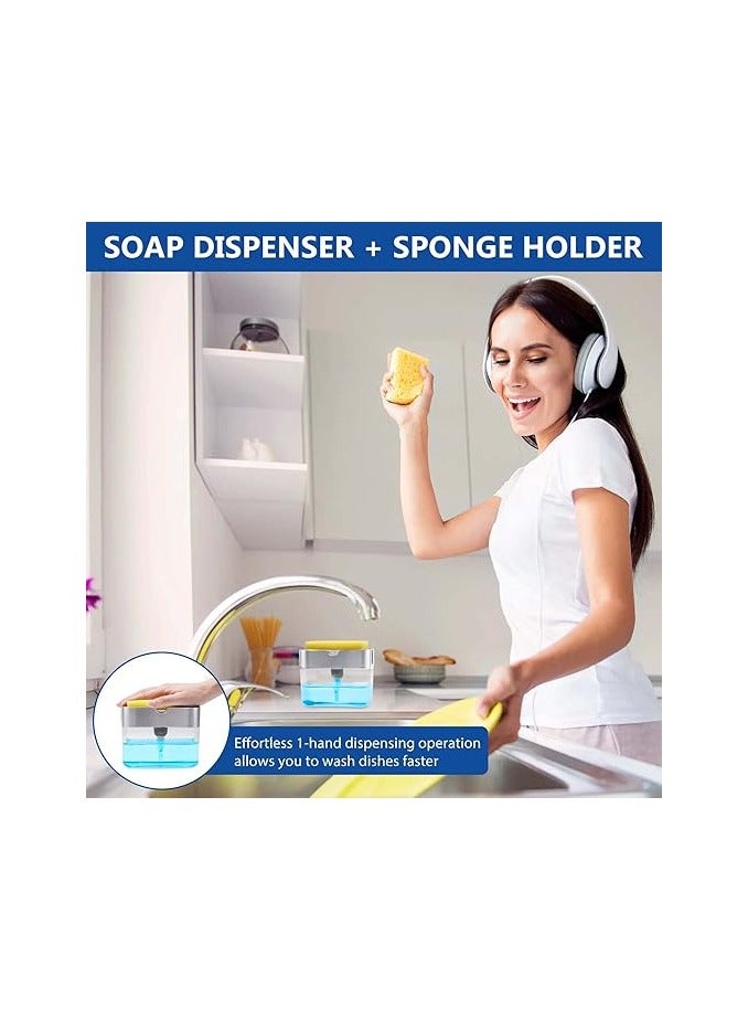 general Soap Dispenser,Dish Soap Dispenser for Kitchen,Sponge Holder Sink Dish Washing Soap Dispenser 13 Ounces - Image 2