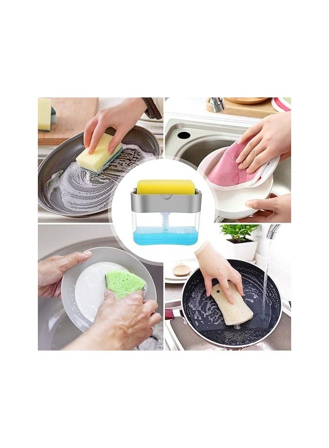 general Soap Dispenser,Dish Soap Dispenser for Kitchen,Sponge Holder Sink Dish Washing Soap Dispenser 13 Ounces - Image 3