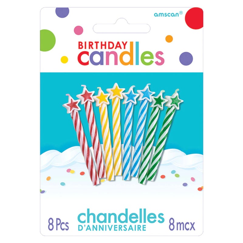 Amscan Assorted Spiral Candles With Stars 2 1/2 Inch, 8 Pieces - Image 2