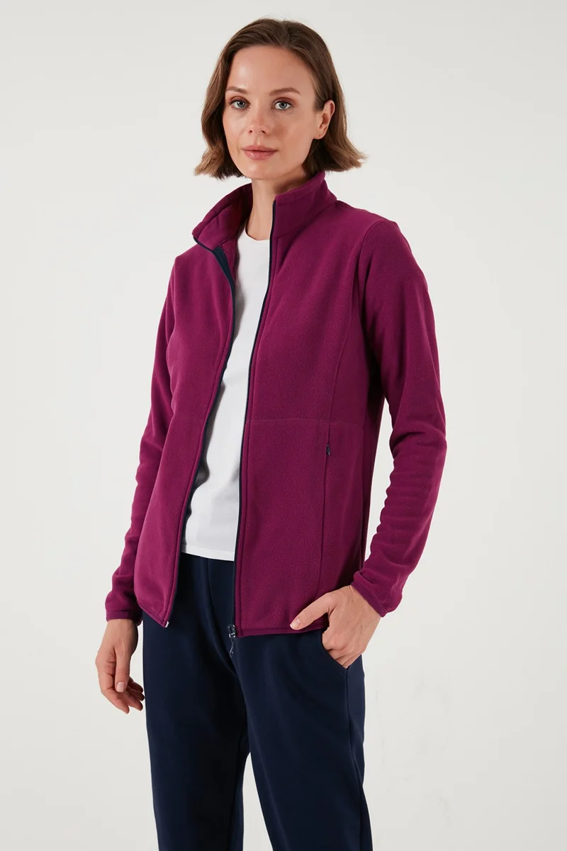 ليلا Slim Fit Zippered Polar Fleece Cardigan Women's Cardigan 5907012