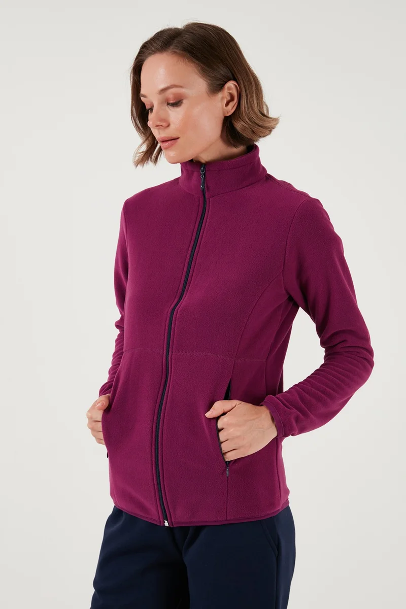 ليلا Slim Fit Zippered Polar Fleece Cardigan Women's Cardigan 5907012
