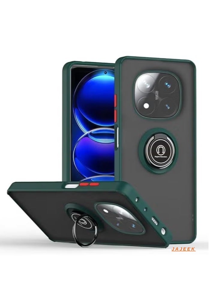 JAJEEK Xiaomi Redmi Note 14 Pro Plus 5G Rotational Metal Ring Grip Kickstand Cover – Magnetic Car Mount Holder, Shockproof TPU Bumper Case for Maximum Protection and Convenience - Image 1