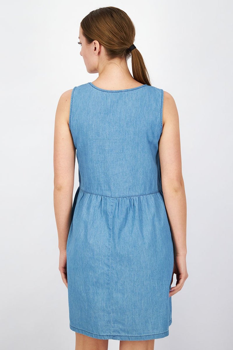 DeFacto فستان كاجوال قصير بدون أكمام للنساء، أزرق - Image 3