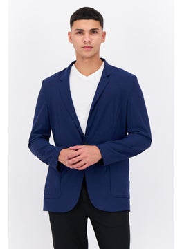 HUGO BOSS Men Slim Fit Plain Semi Formal Blazer, Navy  - Image 1