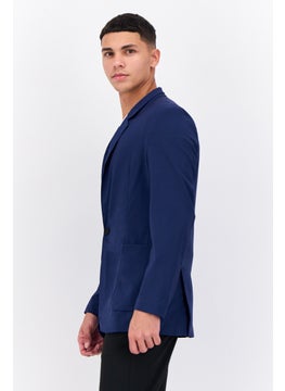 HUGO BOSS Men Slim Fit Plain Semi Formal Blazer, Navy  - Image 2