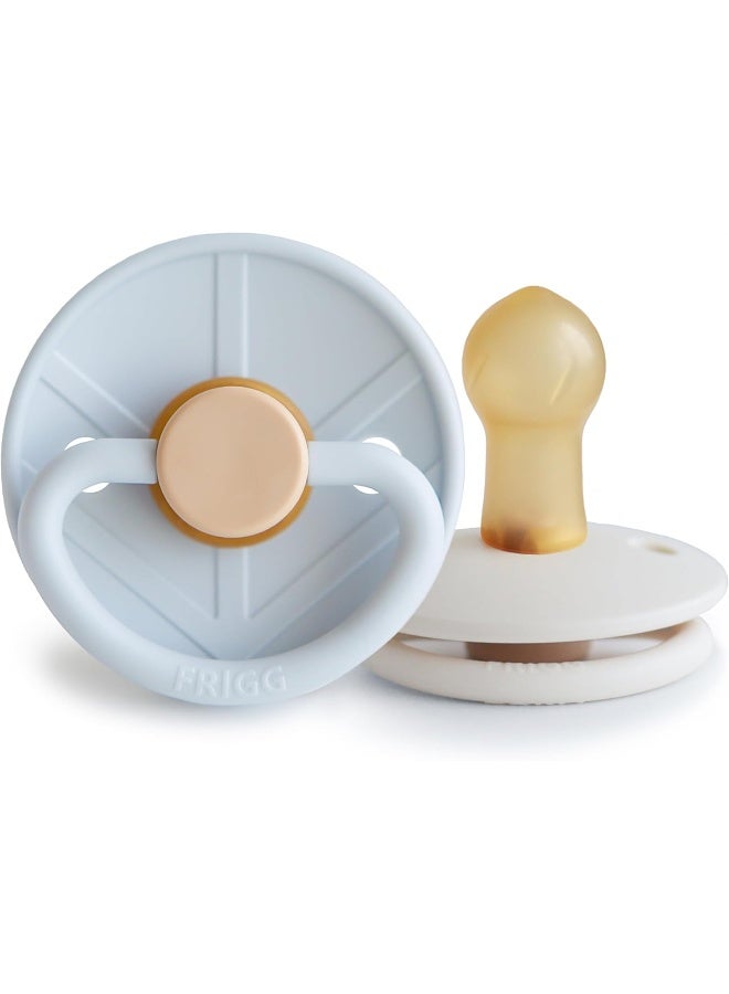 FRIGG Little Viking Latex Baby Pacifier 0-6M 2-Pack Powder Blue/Cream - Size 1 - Image 1