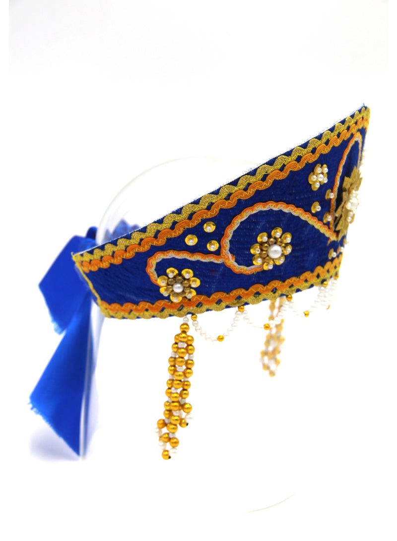 D'Daniela D' Daniela - Women's Traditional Headdress Kokoshnik - Dark Blue with Gold beads - Image 2
