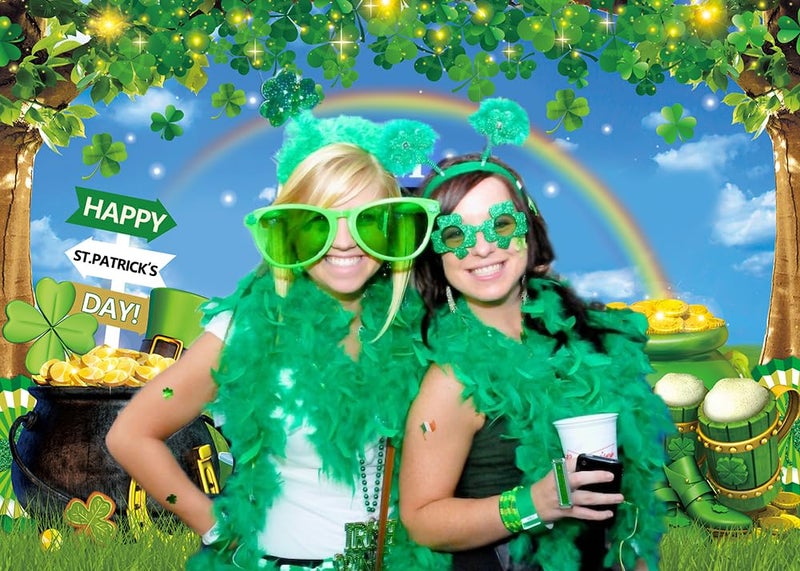 BUTEN St. Patrick's Day Photography Backdrop Spring Lucky Green Shamrock Hat Pot of Gold Coins Rainbow Background Irish Luck Day Festival Celebration Party Decor Banner Photo Prop (7X5FT(82 x 59 inch)) - Image 3