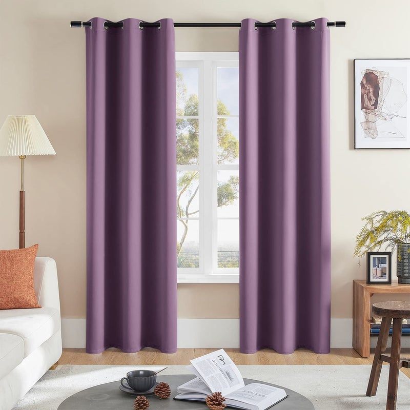 Rutterllow Blackout Curtains for Living room  Thermal Insulated Window Drapes 2 Panels for Bedroom  Grommet Top (42x84 Inch  Purple) - Image 1