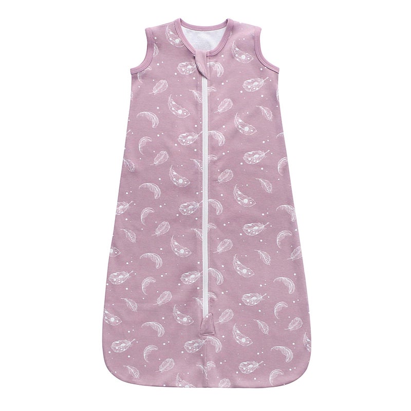 Owlivia Baby Sleep Sack Organic Cotton Sleeping Bag with 2Way Zipper100 Organic Cotton Wearable BlanketUnisex Sleep SackFeather Mauve 1218 Months