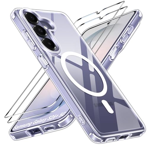 ivoler 3-in-1 Magnetic Case for Samsung Galaxy S26 Plus 5G 6.7'' with 2 Pack Screen Protector, [MagSafe Compatible] [Military Grade Drop Protection] Slim Transparent Shockproof Phone Cover- Clear - Image 1