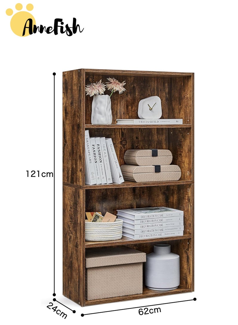 AnneFish 2pcs 4 Tier Bookcase Bookshelf Storage Shelves Open Display Rack Compartment Design Standing Shelving Kitchen Bakers Rack Microwave Oven Stand For Living Room And Kitchen - Image 3