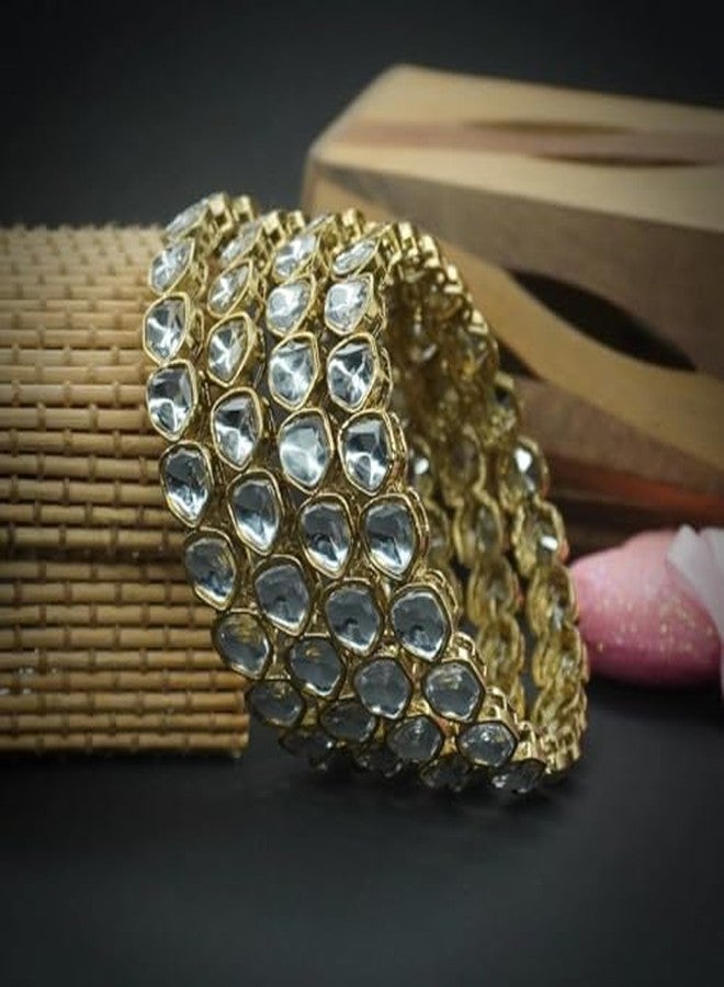 BANGLESKART أساور كوندان من بانغلسكارت للنساء والفتيات | طقم أساور تقليدي مطلي بالذهب | مجوهرات زفاف واحتفالات تراثية - Image 4