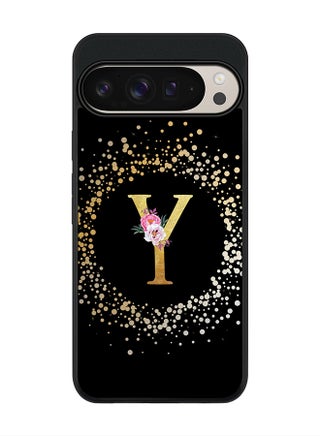 Custom Monogram Floral - Y ( Black )