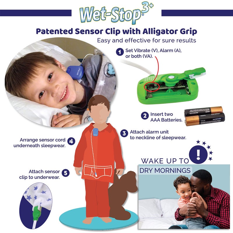 Wet-Stop 3 Blue Bedwetting Enuresis Alarm with Loud Sound and Strong Vibration for Boys or Girls, Proven Solution for Bedwetters - Image 2