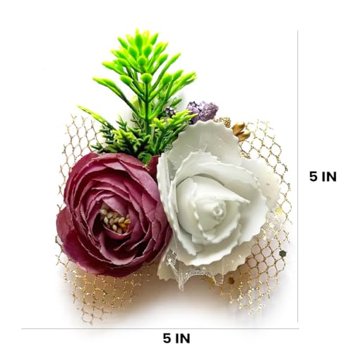 ADIKALA™ Handmade Artificial Peony and Foam Flower Bunch for Trousseau Packing, Ready to use Flower Brooch Hamper for Decoration, Gift Wrapping Flowers (6, Move) - Image 3