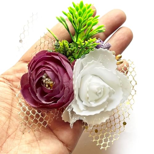 ADIKALA™ Handmade Artificial Peony and Foam Flower Bunch for Trousseau Packing, Ready to use Flower Brooch Hamper for Decoration, Gift Wrapping Flowers (6, Move) - Image 1