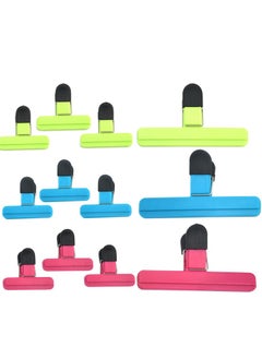 Bukela Chip Clips, 12 Pack Food Clips, Bag Clips for Food Storage with Air Tight Seal Grip (3 Large and 9 Small)  - Image 1