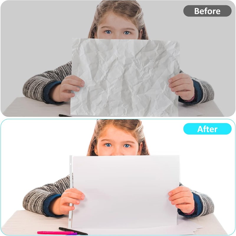 Glenmal حماية الصفحات من جلينمال 200 حزمة 11 × 17 بوصة 3 ثقوب واقيات صفحات واضحة ثقيلة للملفات ذات 3 حلقات - Image 4