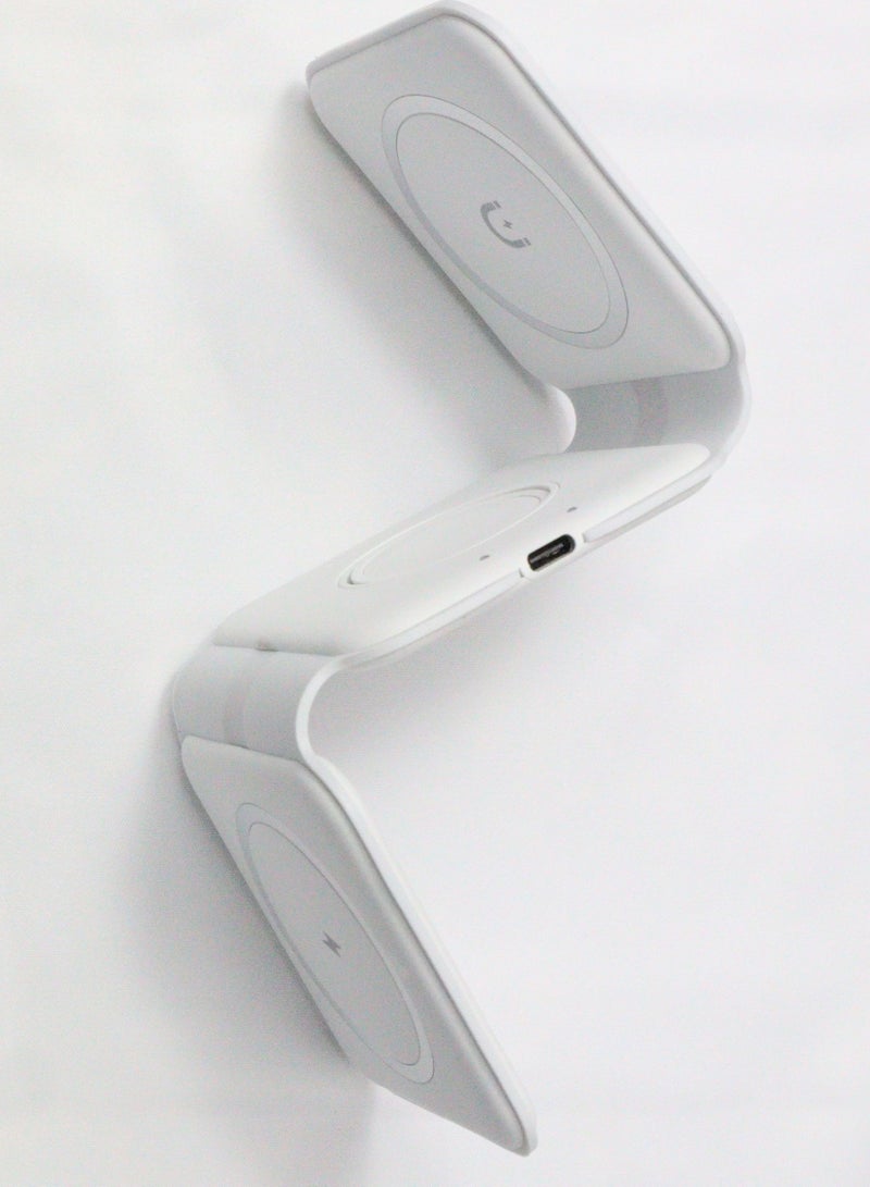 Doltri 3-in-1 magnetic wireless charger (White) - Image 3