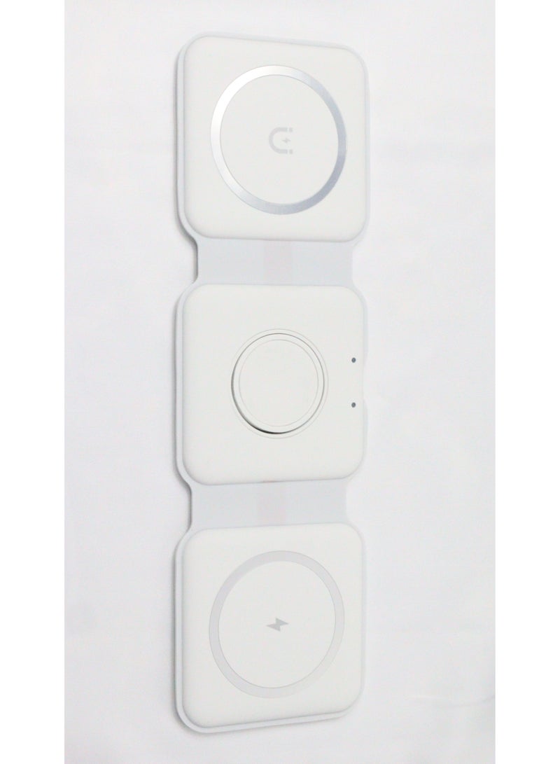 Doltri 3-in-1 magnetic wireless charger (White) - Image 2