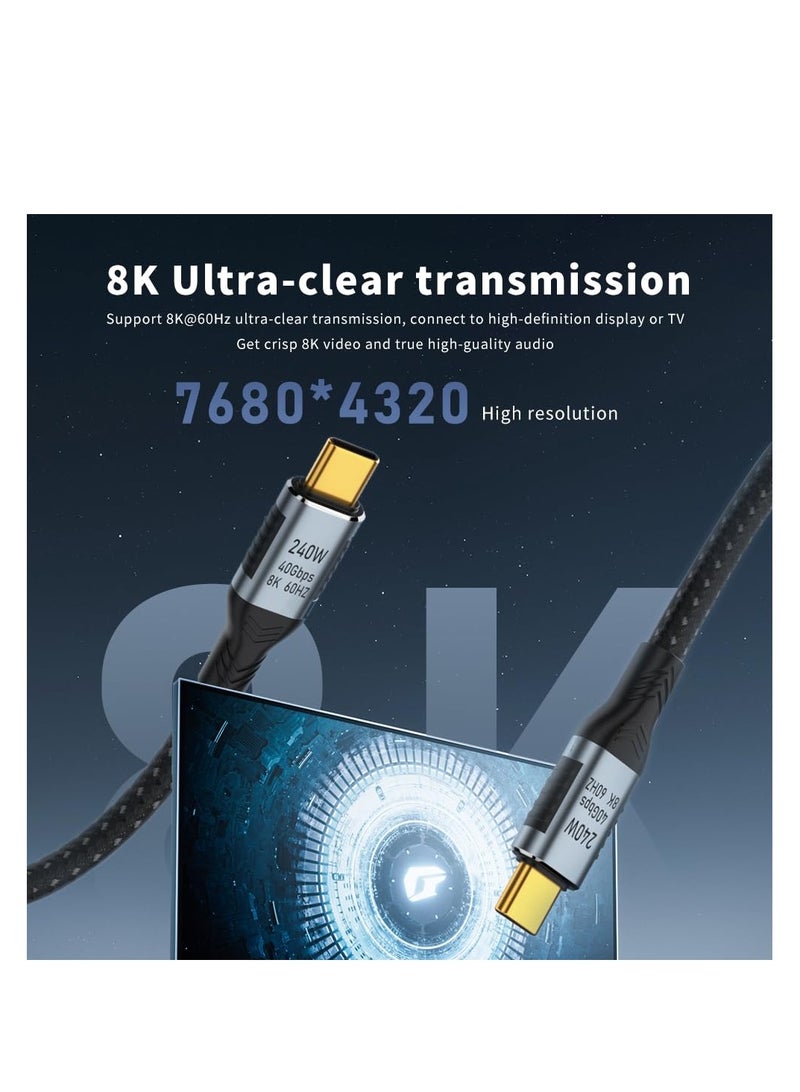 SYOSI Ultra-Fast 240W Charging USB-C to USB-C Cable, USB 4, 40Gbps Data Transfer, Supports 8K HD Display, 6ft for Type-C Laptops, Hubs, Docks & More - Image 4