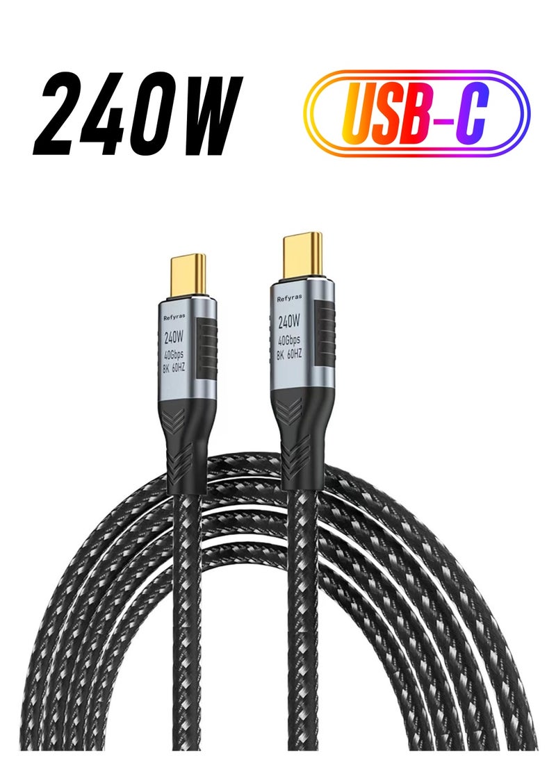 SYOSI Ultra-Fast 240W Charging USB-C to USB-C Cable, USB 4, 40Gbps Data Transfer, Supports 8K HD Display, 6ft for Type-C Laptops, Hubs, Docks & More - Image 1