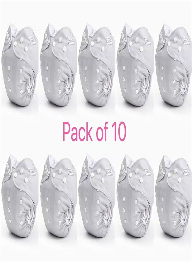 Baby Cloth Diapers 10 Pack One Size Adjustable Washable Reusable for Baby Girls and Boys - Image 1