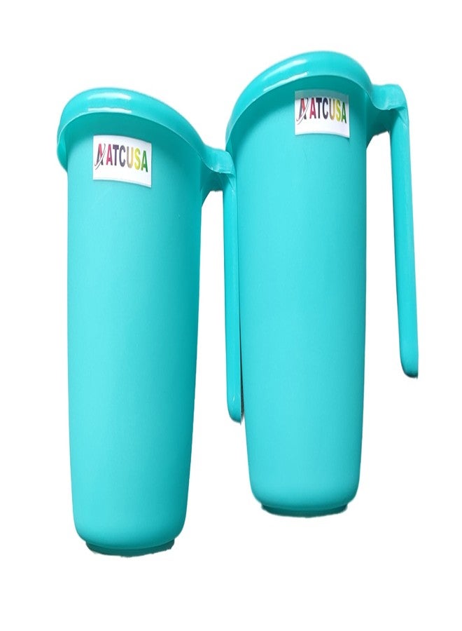 ATCUSA Indian Plastic Bathroom Bath Accessory Set of 2 Mugs - 1.5 Litre Each Bathing Dabba, Certified Water Mug - Assorted Colors - Image 1