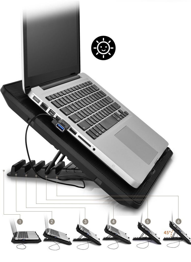 DEEPCOOL U PAL Notebook / Laptop Cooler Two Silent  140MM Fans Compatible with (15.6 inch)  - Image 3