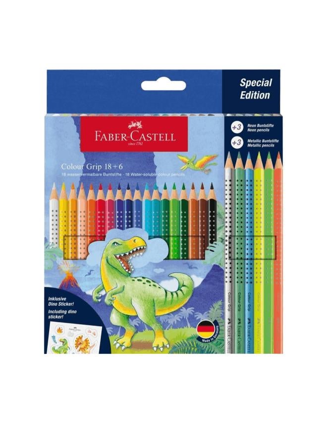 FABER-CASTELL Set Of 24 Color Grip Wooden Color Set - Dinosour Edition - Image 1
