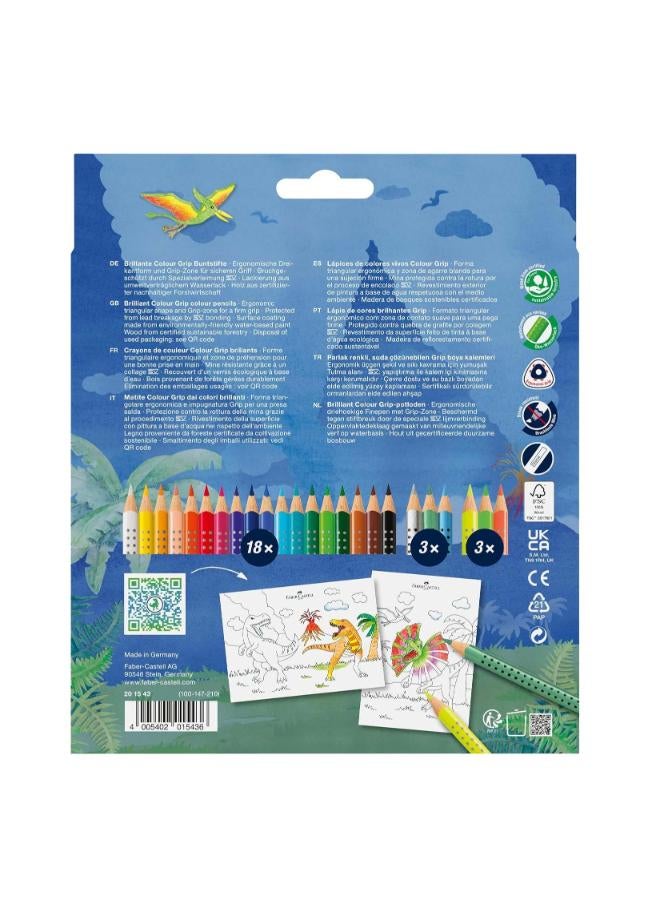 FABER-CASTELL Set Of 24 Color Grip Wooden Color Set - Dinosour Edition - Image 2