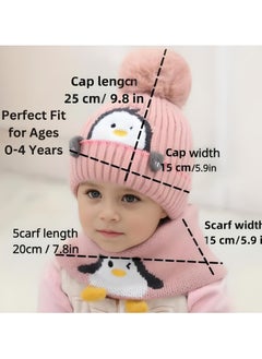 SARAOONT 2 Piece Cartoon Penguin Knitted Winter Hat and Scarf Set for Babies and Toddlers Ages 0 to 4 Years  Warm Knit Beanie and Neck Warmer for Boys and Girls  - Image 4