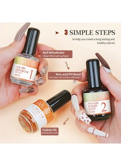 Saviland Cuticle Oil With Nail Dehydrator&Nonacid Ph Bond Set 3Pcs Nail Prep Dehydrator And Nonacid Bonding For Gel Nail Polish Cuticle Oil Nail Prep Kit Moisturize Nails For Longlasting U V Gel Nails  - Image 3